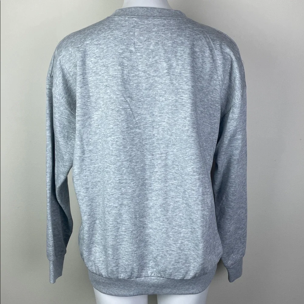 Feeing Lucky Puffy Paint Dice Hearts Sweatshirt Gray Pink